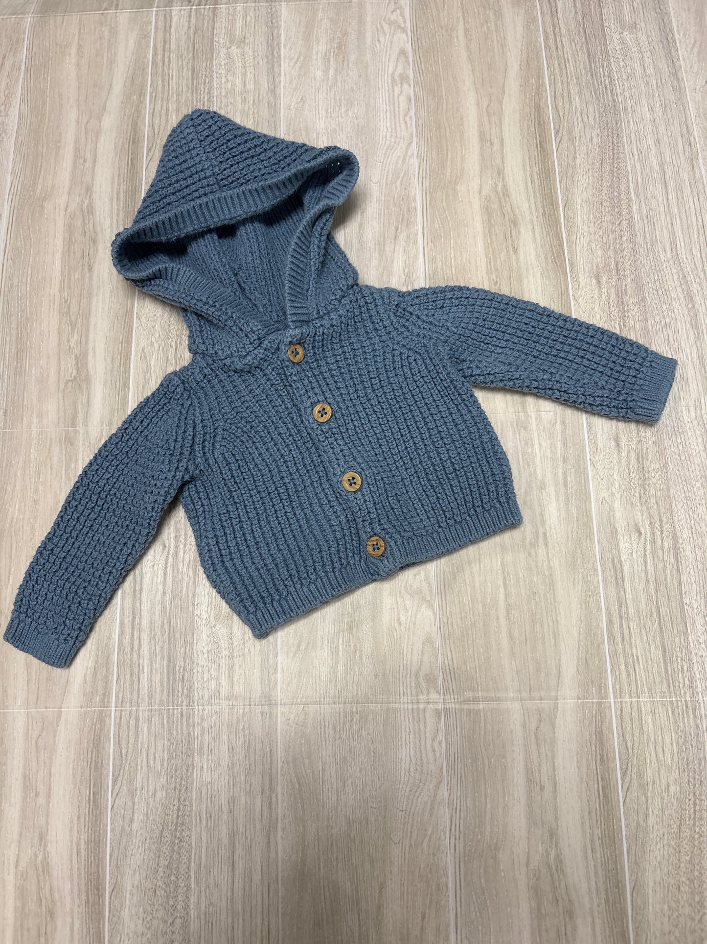 Newborn Light Blue Knit Hooded Sweater