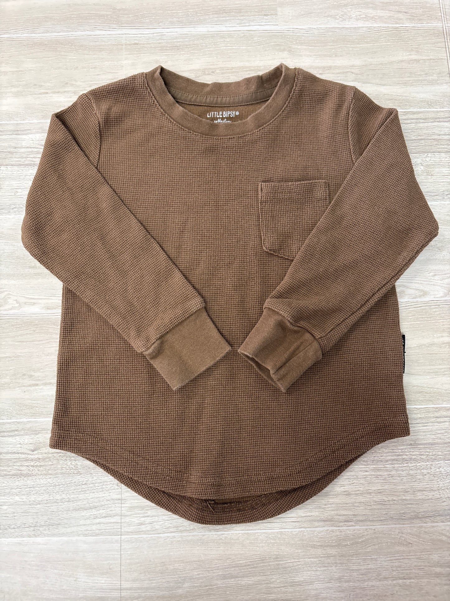 2/3 Little Bipsy Brown Waffle Knit Long Sleeve