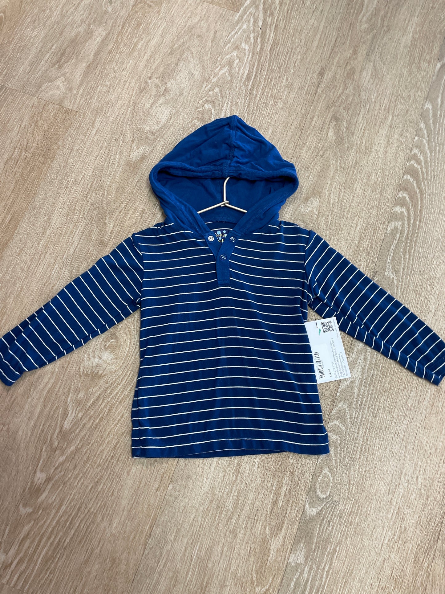 2T Kickee Pants Striped Hooded Shirt