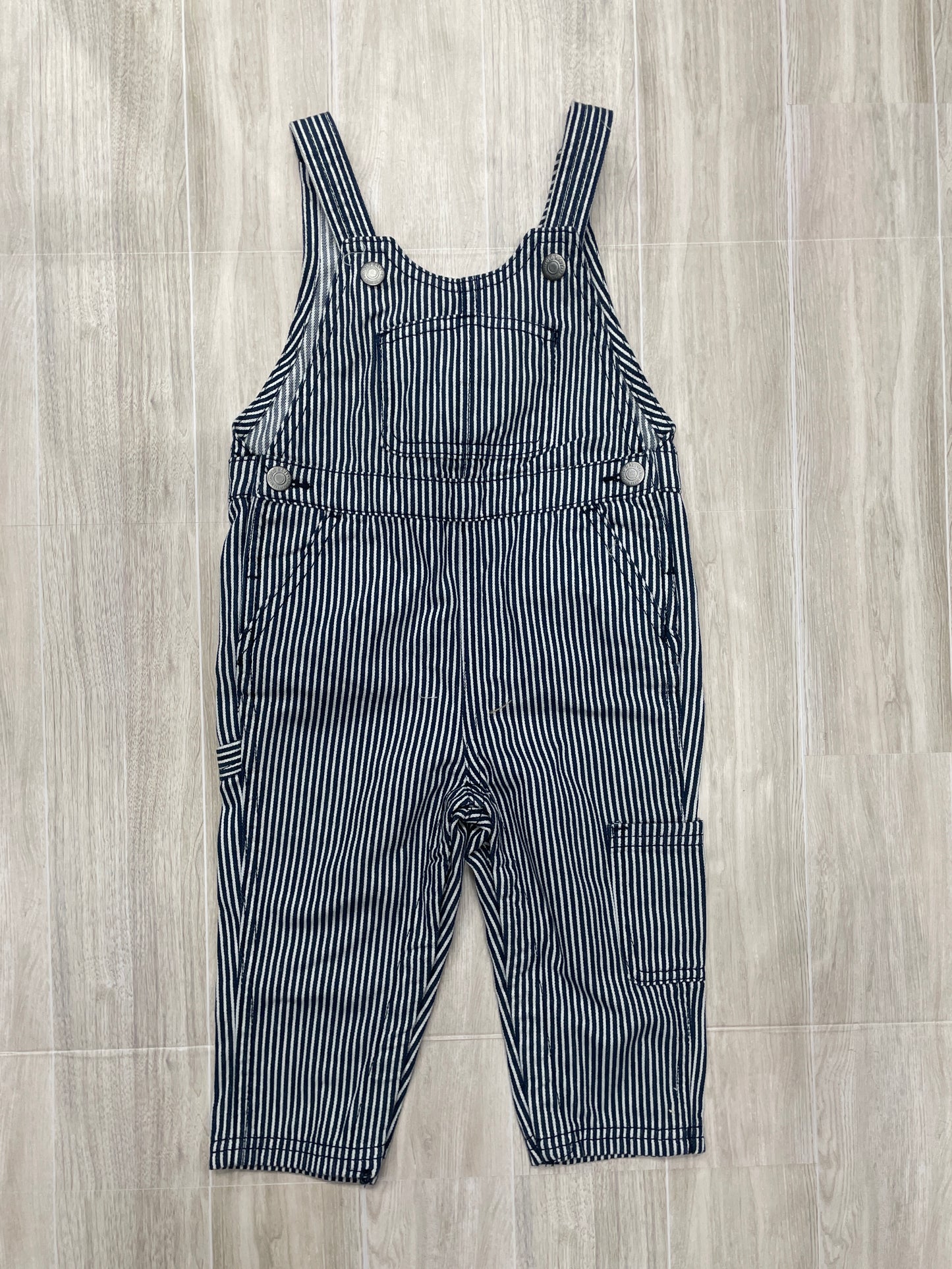 12-18m Blue Pinkstripe Overalls