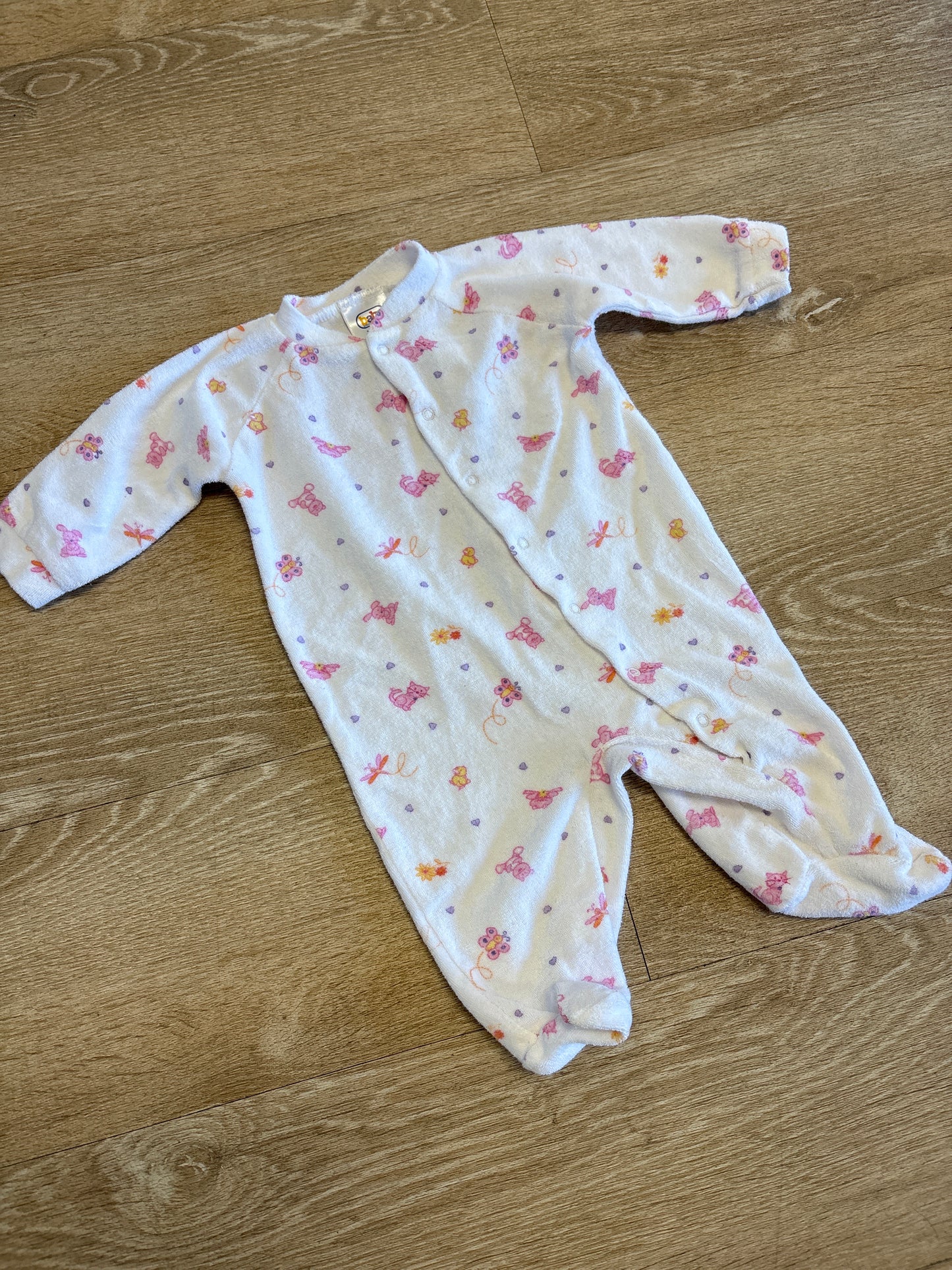 3-6m VINTAGE Baby Connections Butterfly Button Footie Pajama