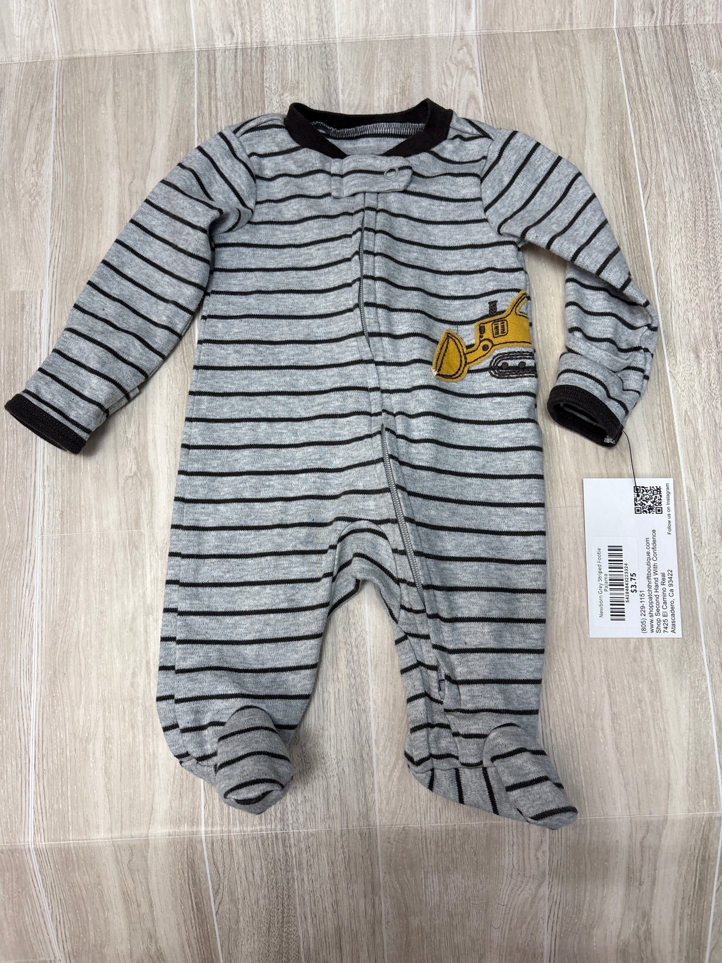 Newborn Grey Striped Footie Pajama