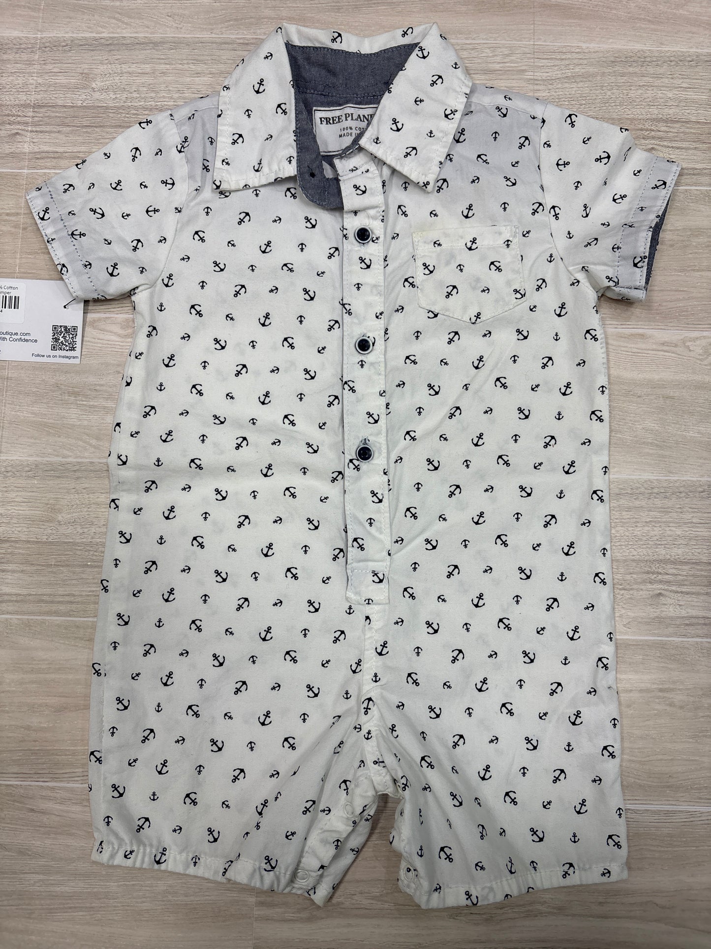 18m Free Planet 100% Cotton Anchor Shortie Romper