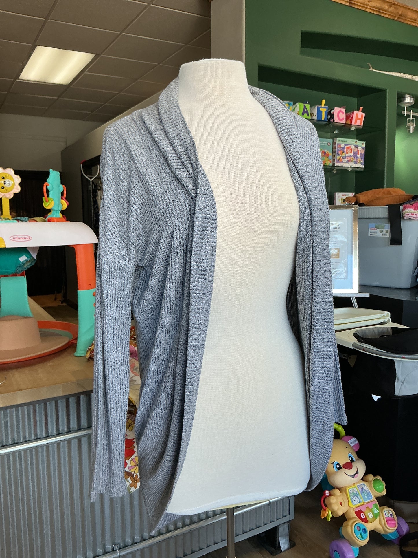 Womens Xsmall Grey Ribbed Cardigan