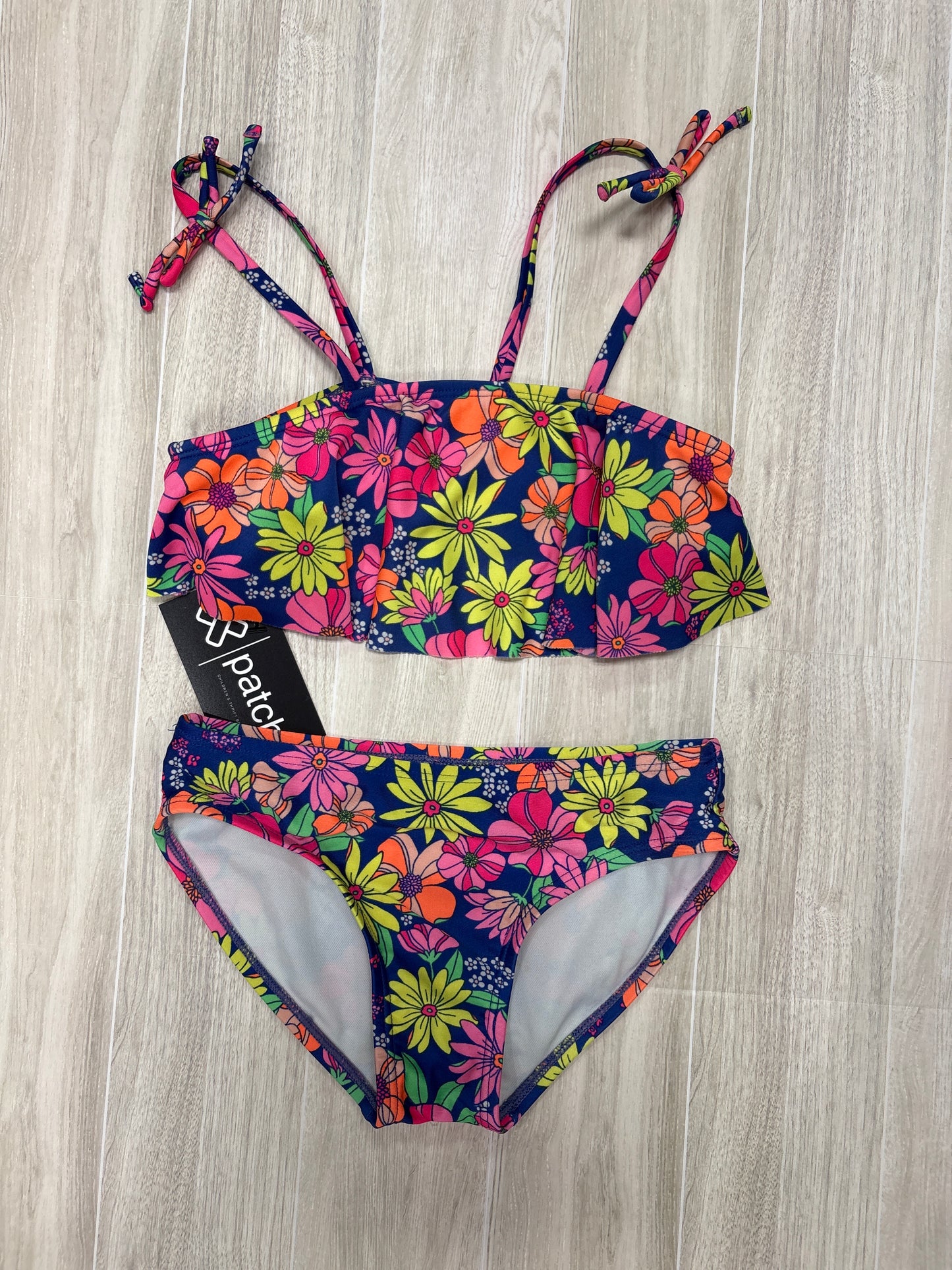 6/7 Navy Neon Floral 2 Piece Swimsuit