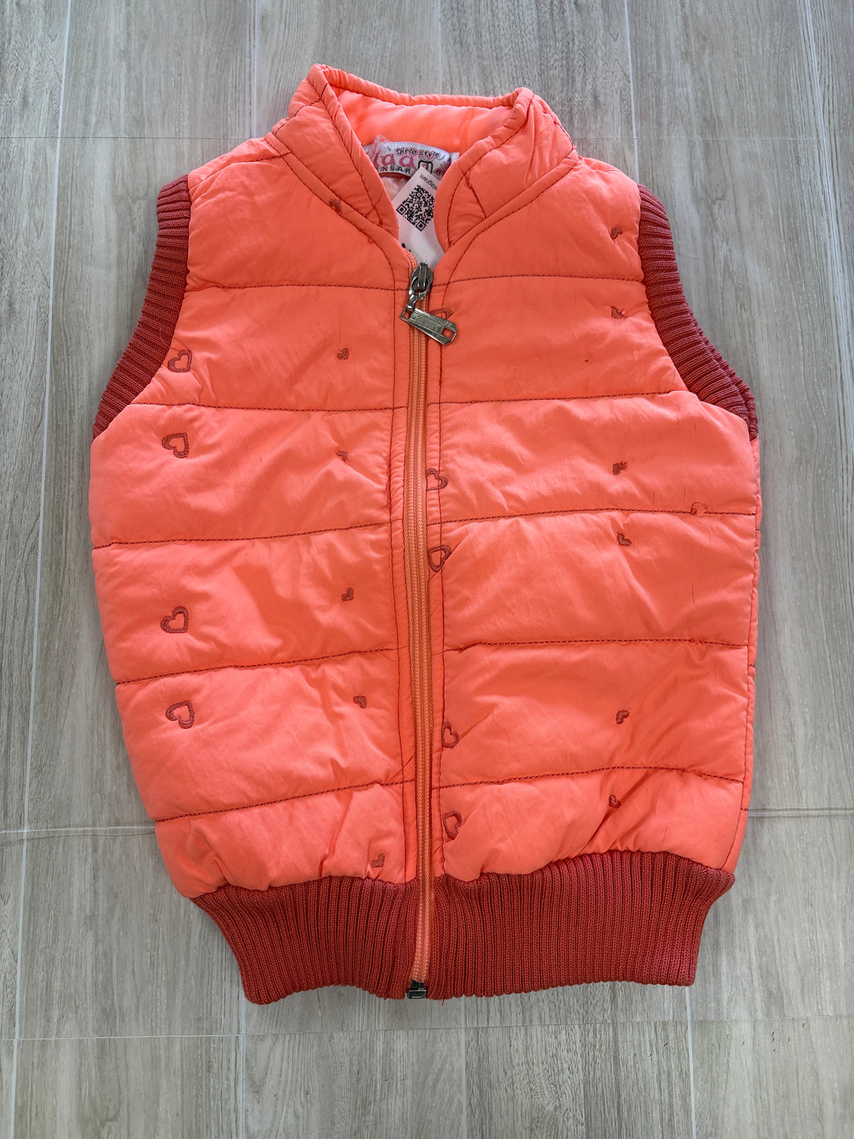 2T Orange Heart Puffer Vest