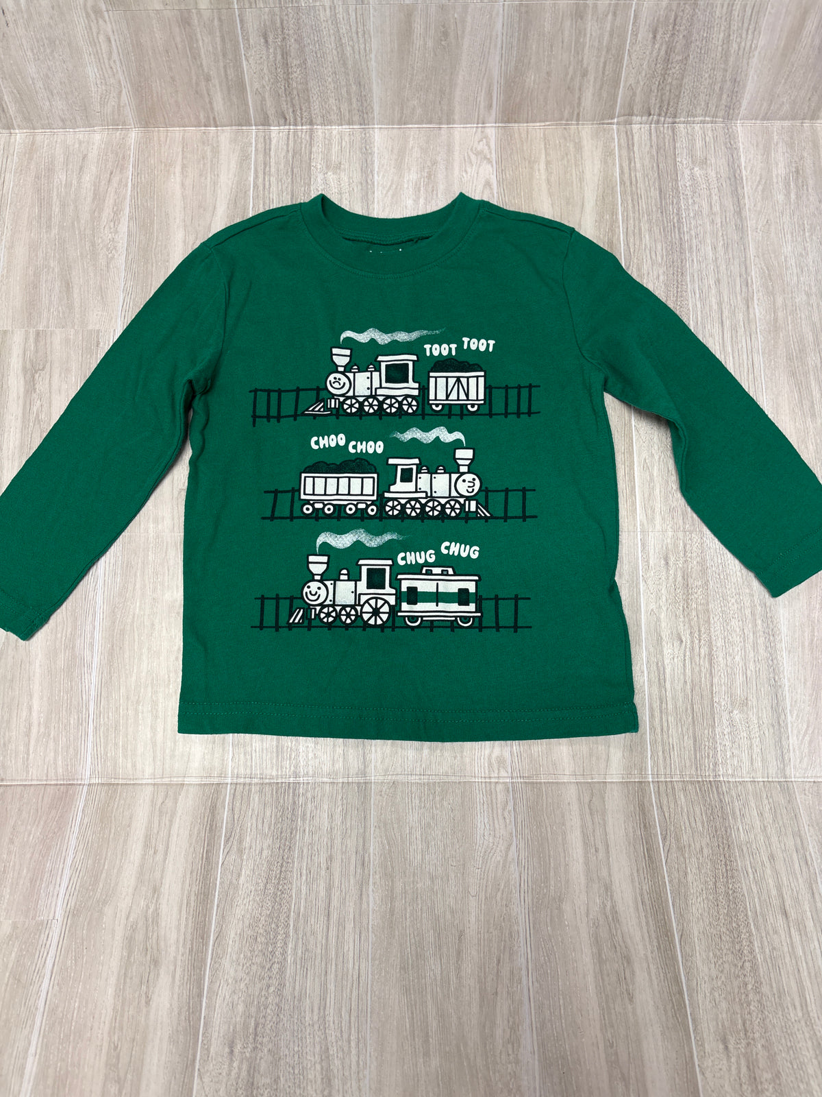 2T Green Train Graphic Long Sleeve