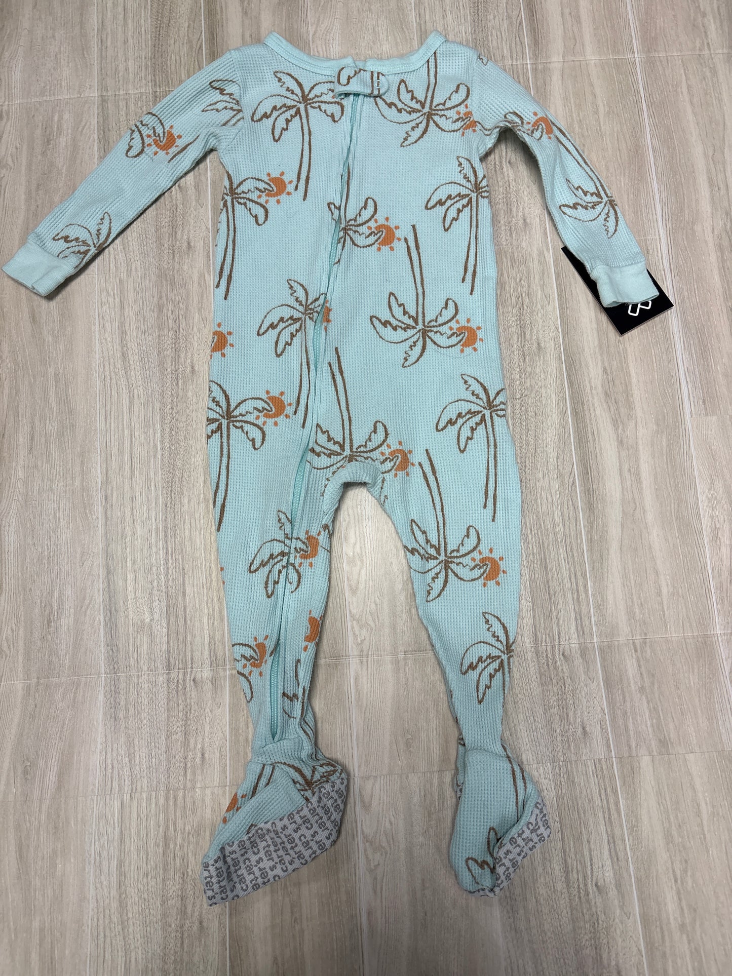 18m Waffle Knit Blue Palm Pajama
