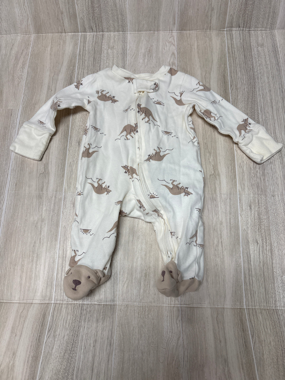 Newborn Cream Kangaroo Pajama