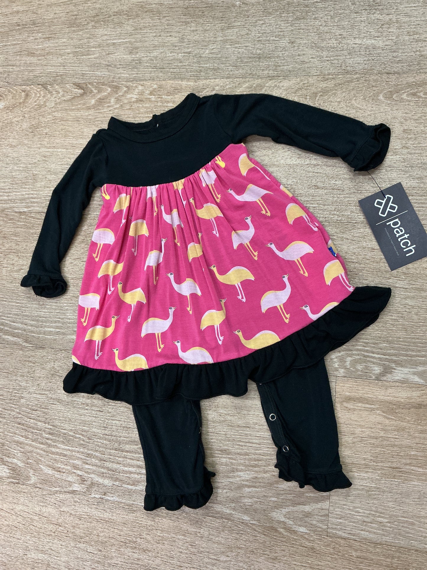0-3m Kic Kee Pants Flamingo Emu Dress Pants Set