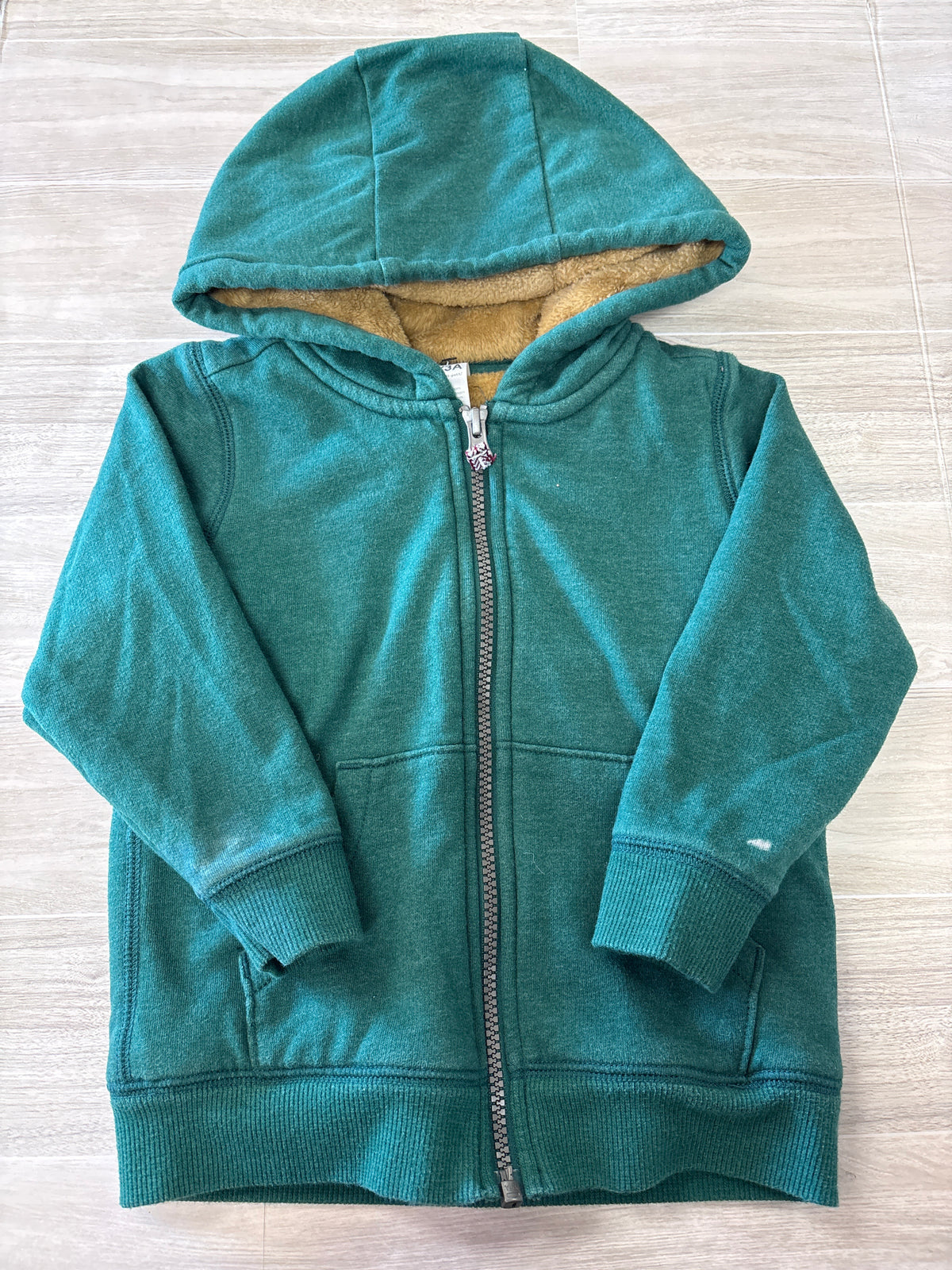 3T Green Fur Lined Zip Up Jacket