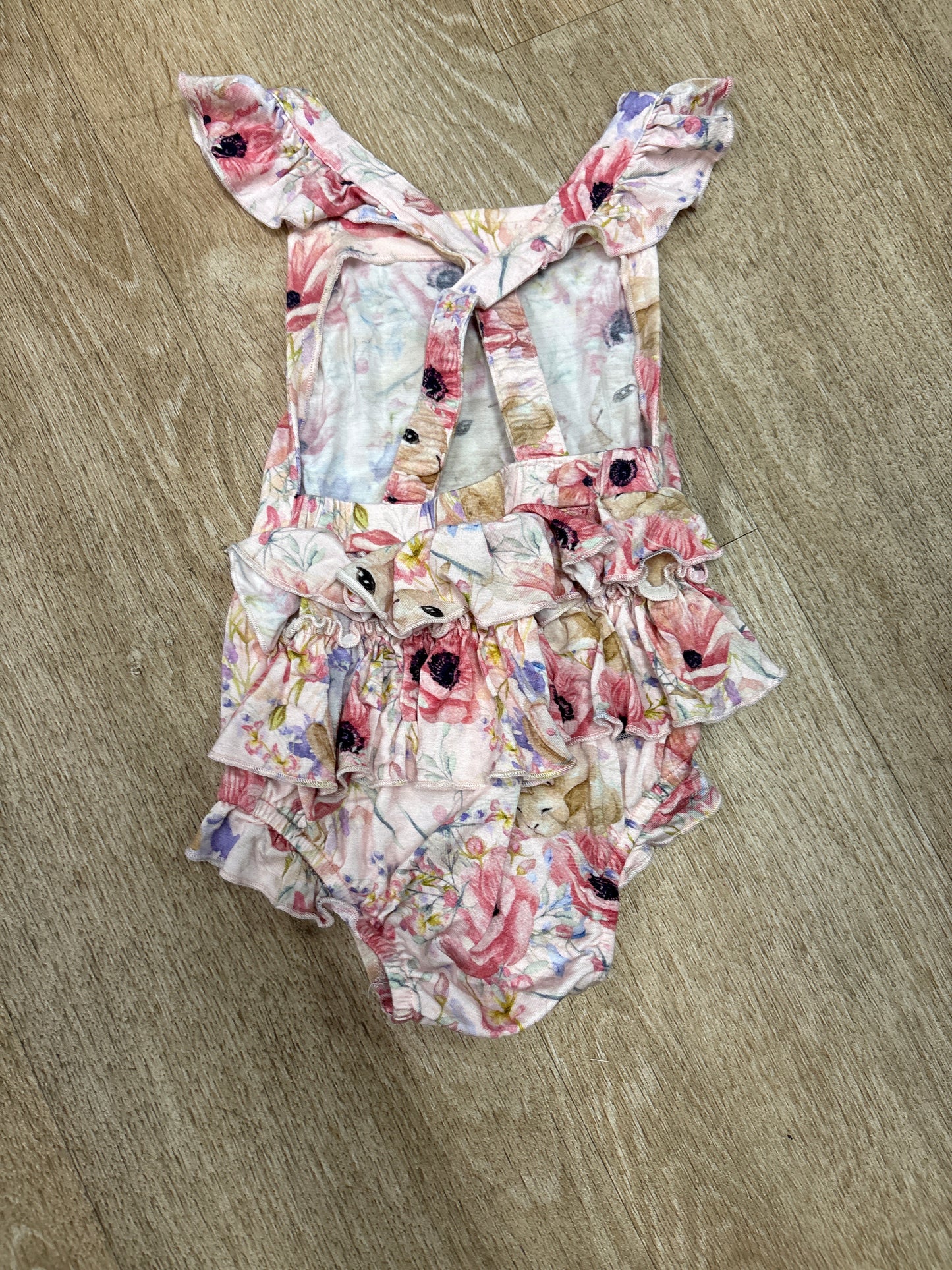6-12m Posh Peanut Bunny Romper + Bow Set