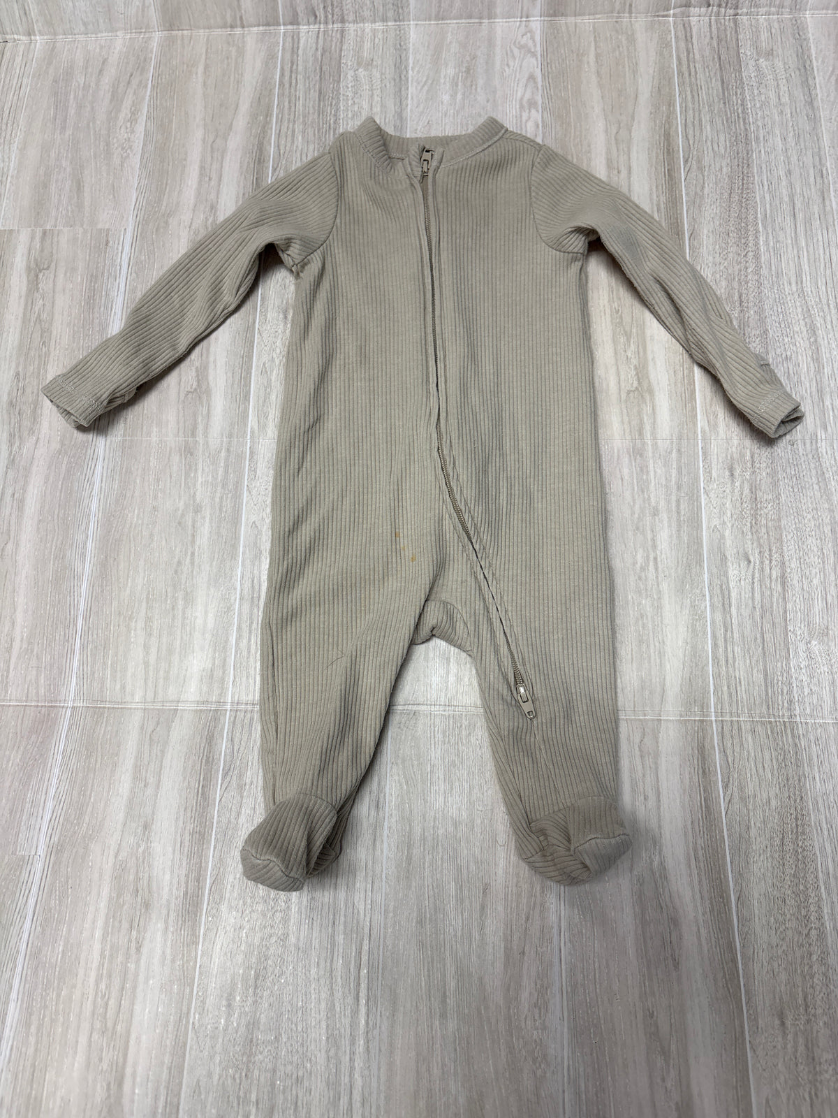 0-3m Tan Ribbed Pajama - Blemish