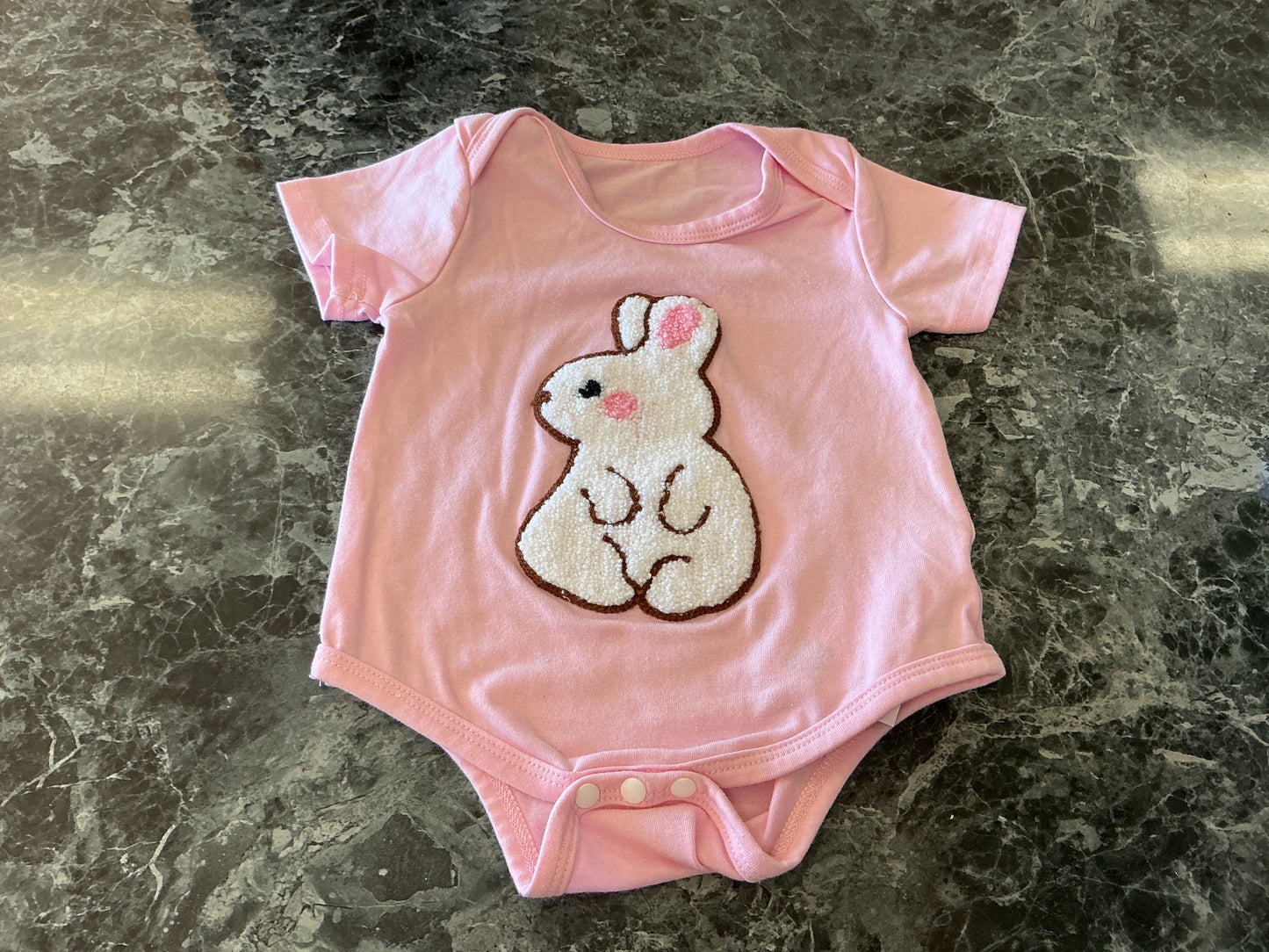 6-9m Pink Bunny Patch Onesie