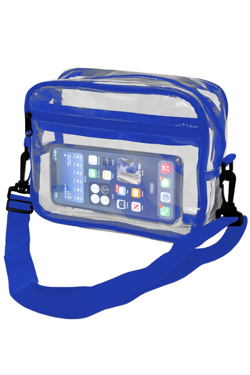 Cap Zone - Clear PVC Crossbody Messenger Travel Bag: Black