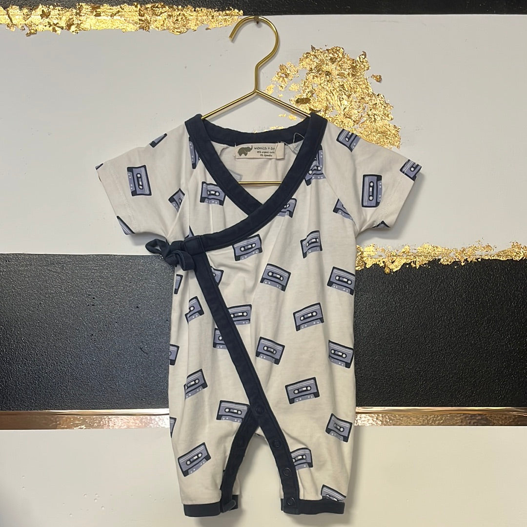 Monica + Andy Cassette Tape Side Tie Romper