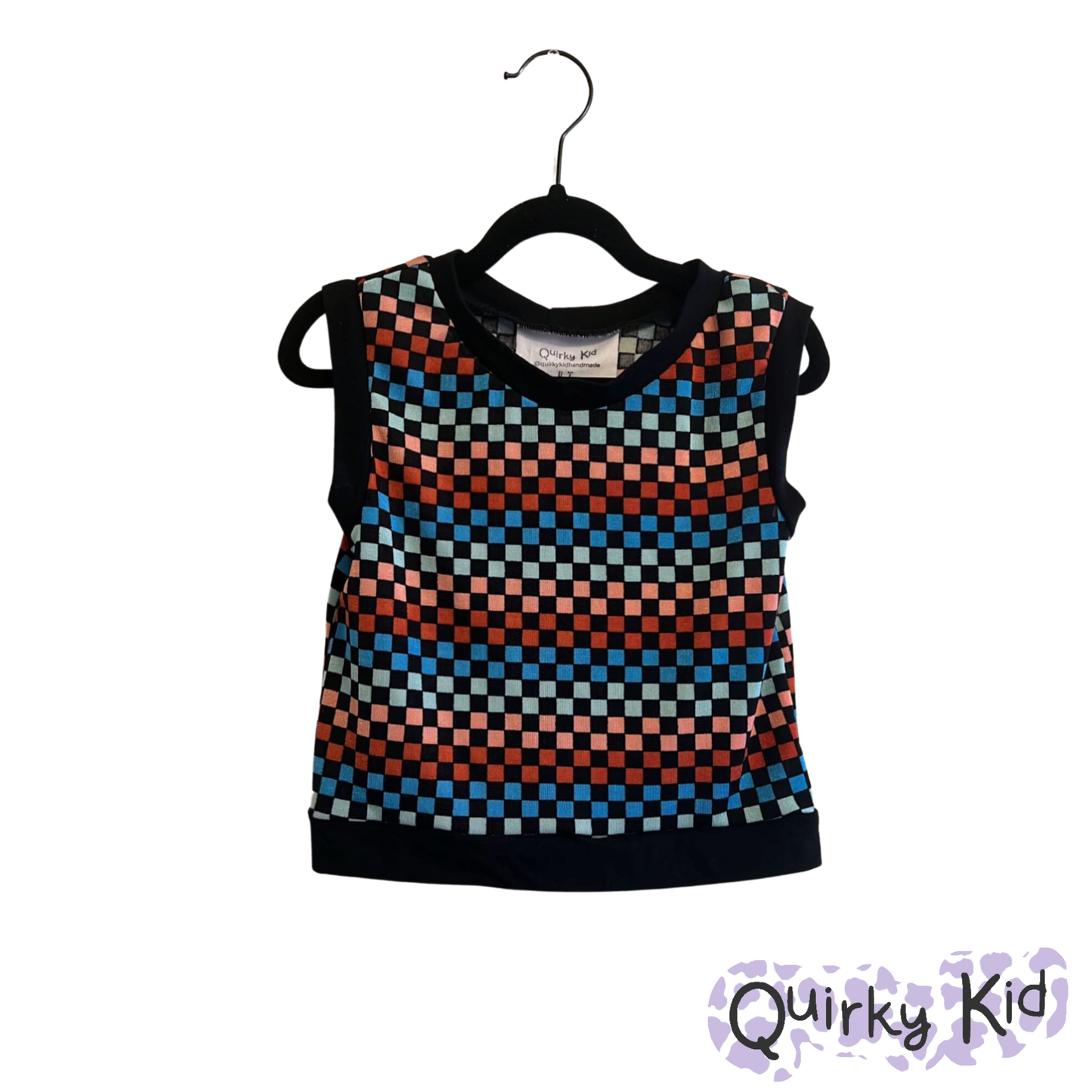 Dark Checker Cuffed Baggy Tank