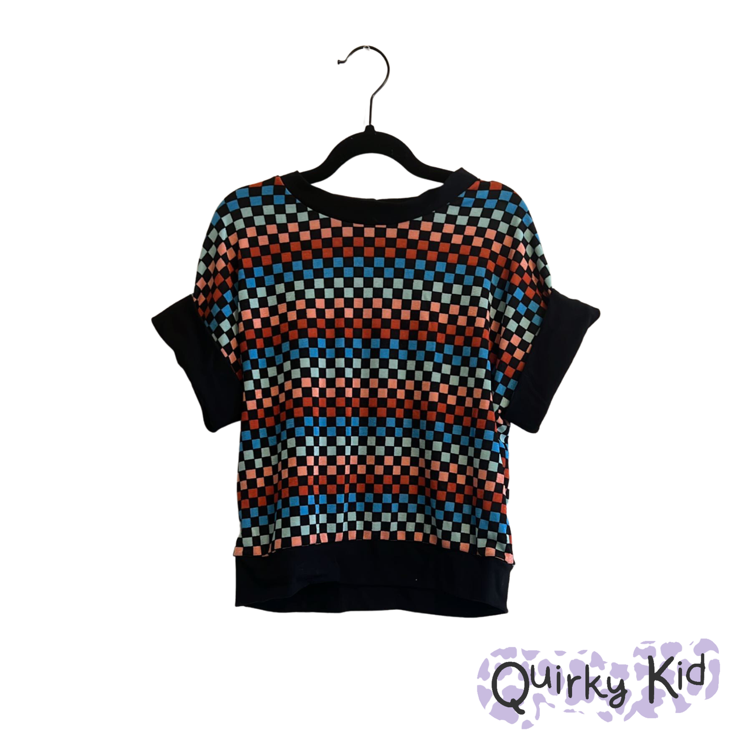 Dark Checker Cuffed Dolman Tee