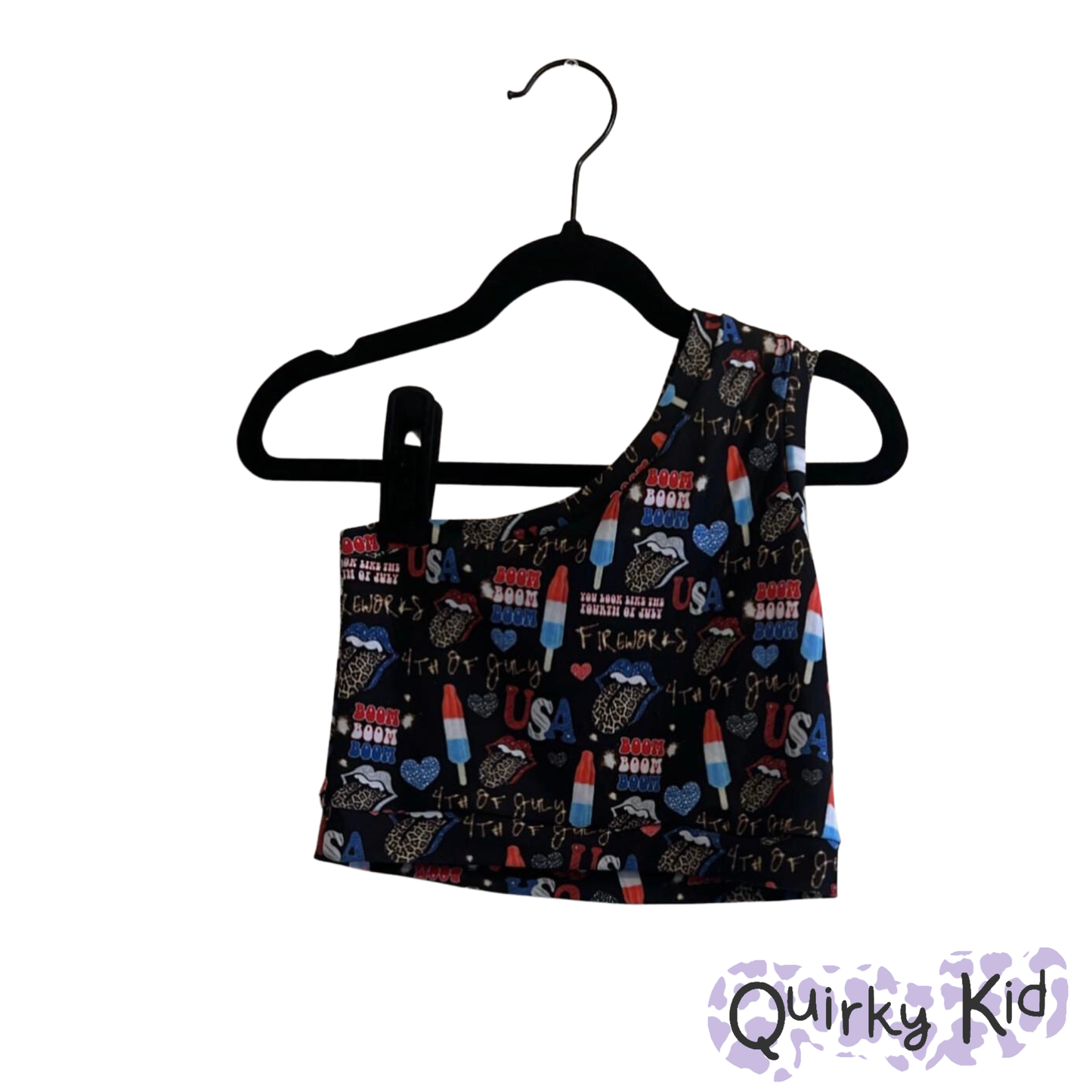'Merica One Shoulder Cropped Tank