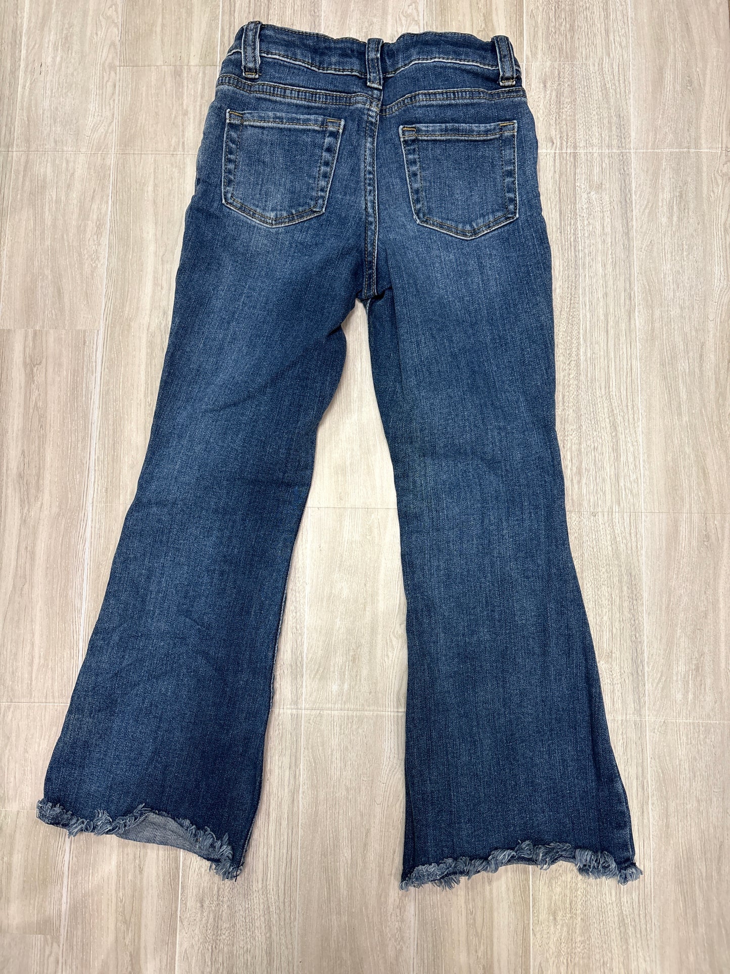6 Medium Wash Distressed Flare Denim