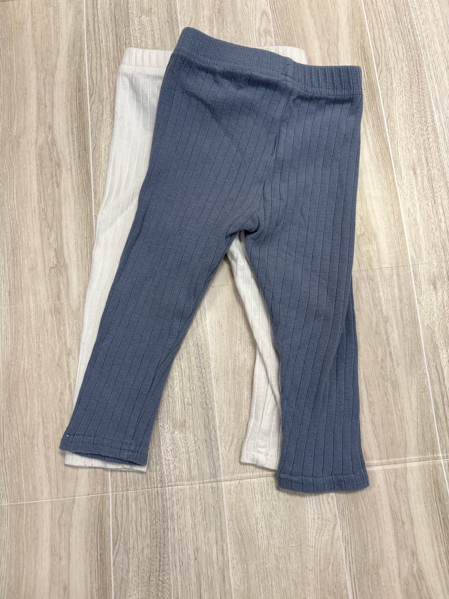 12-18m White/Blue Ribbed Legging 2 Pack