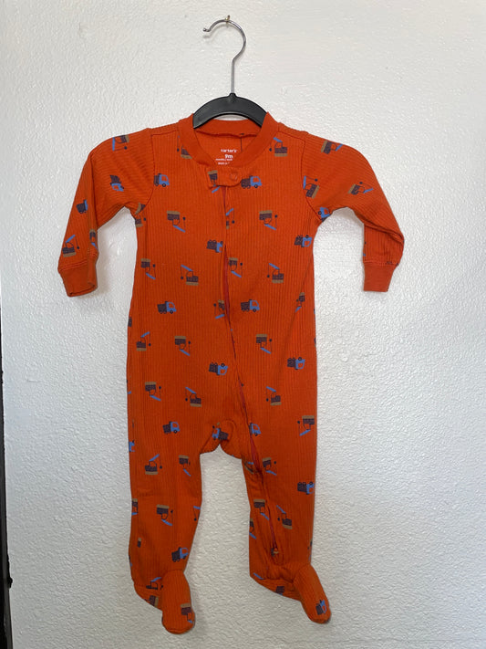 9m Orange Dumptruck Ribbed Pajama