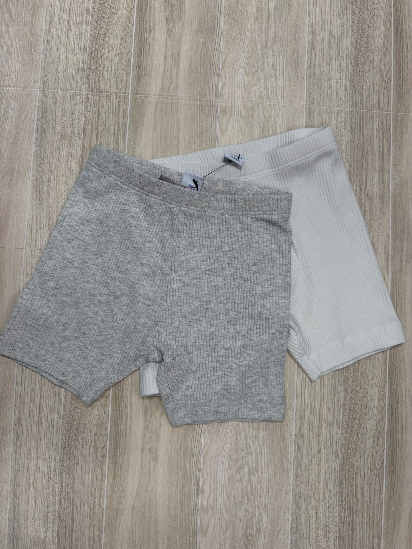 4T Ribbed Biker Shorts - Grey/White