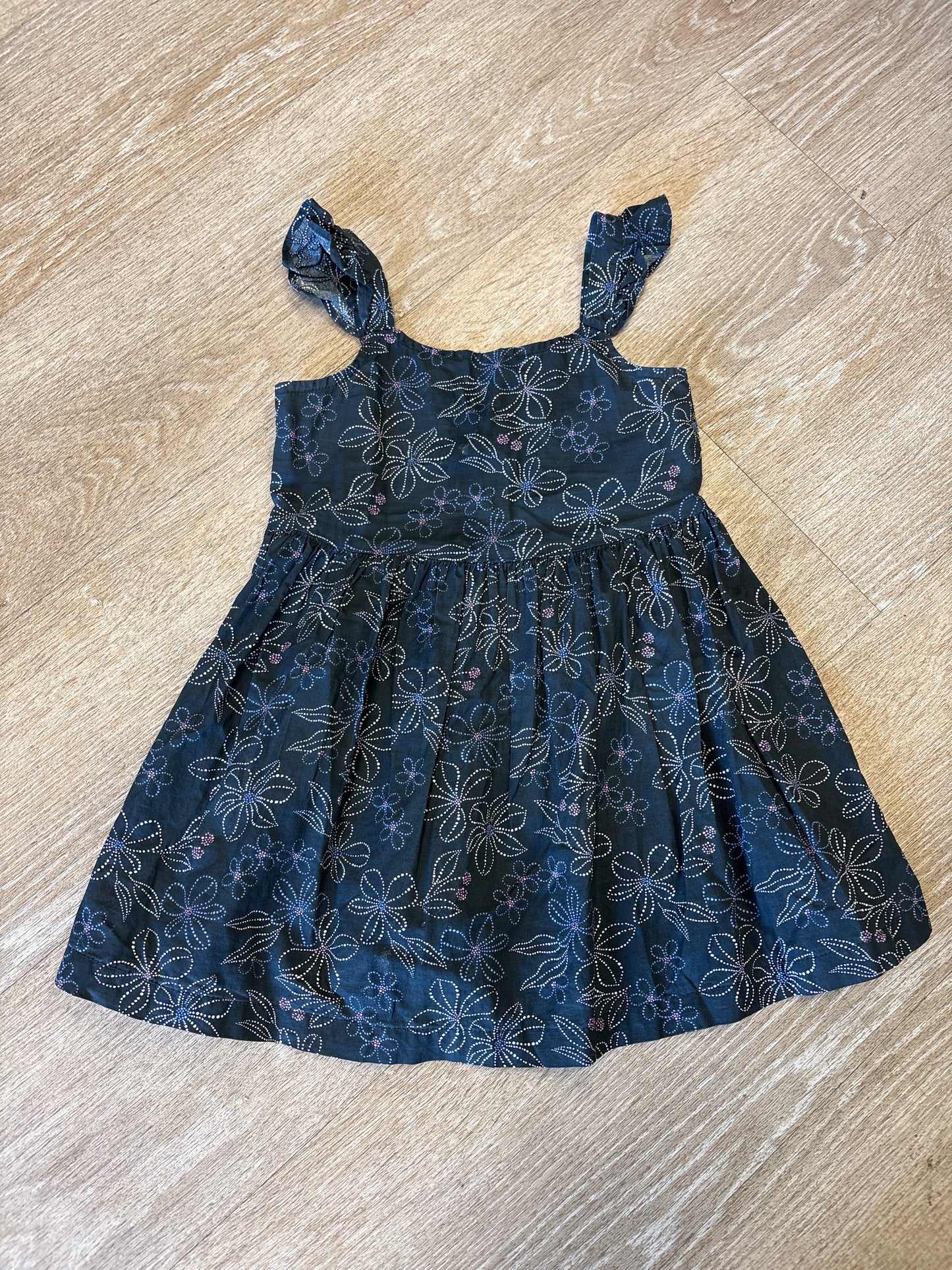 3T Black Dotted Floral Tank Dress