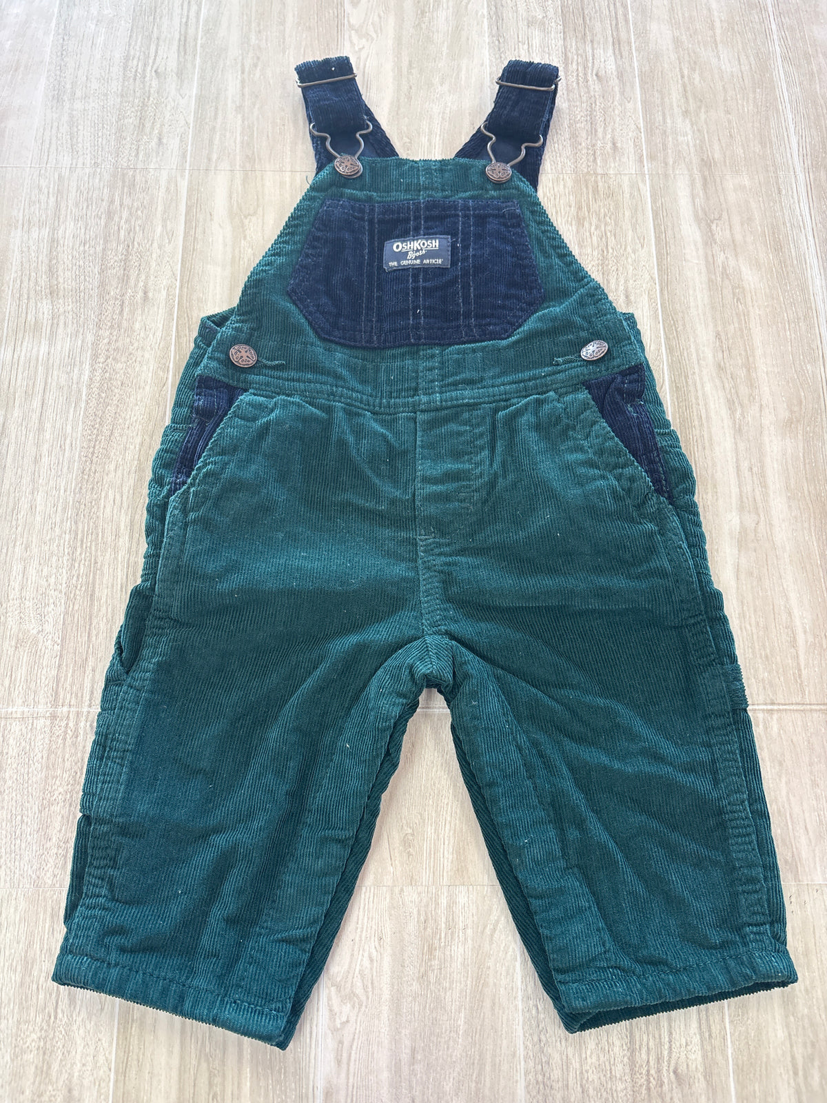 NWT 6m Green/Navy Corduroy OshKosh Overalls