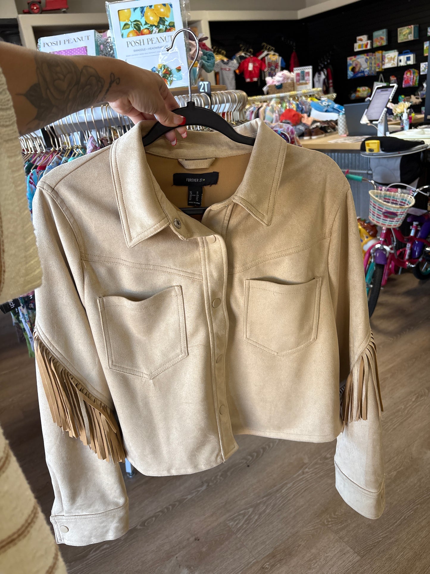 Womens XLarge Faux Suede Tassle Jacket