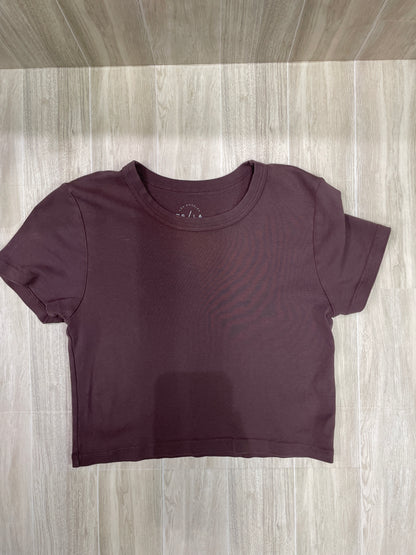 Womens Medium PS/LA Dark Mauve Crop Shirt - Wing Graphic on Back