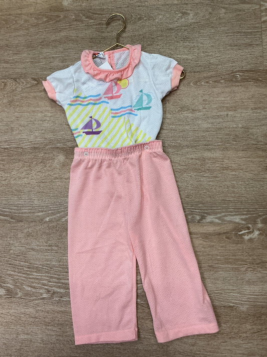 2T VINTAGE Pink Sail Boat Set