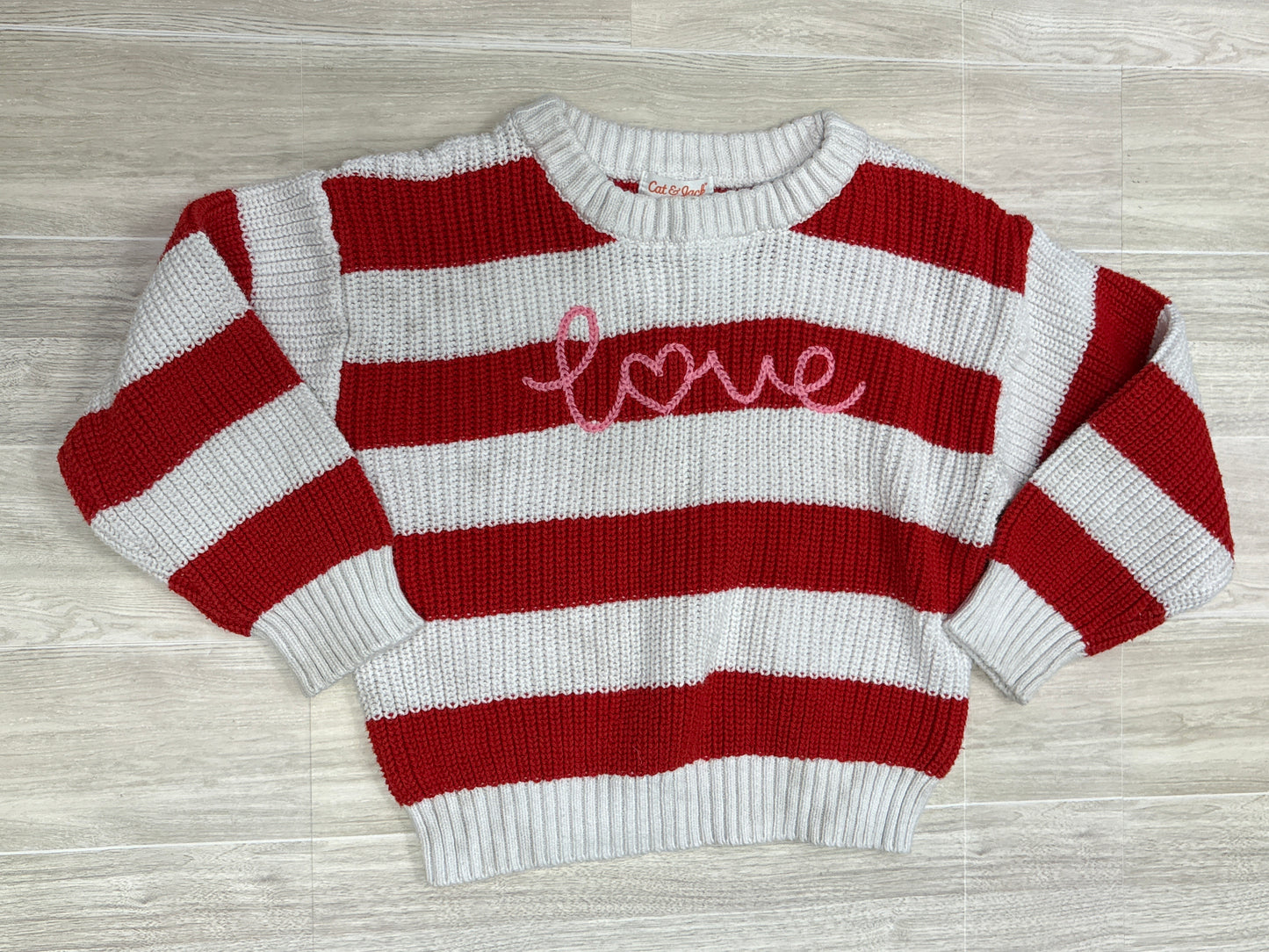 4T Red/White Striped Love Knit Sweater - Blemish