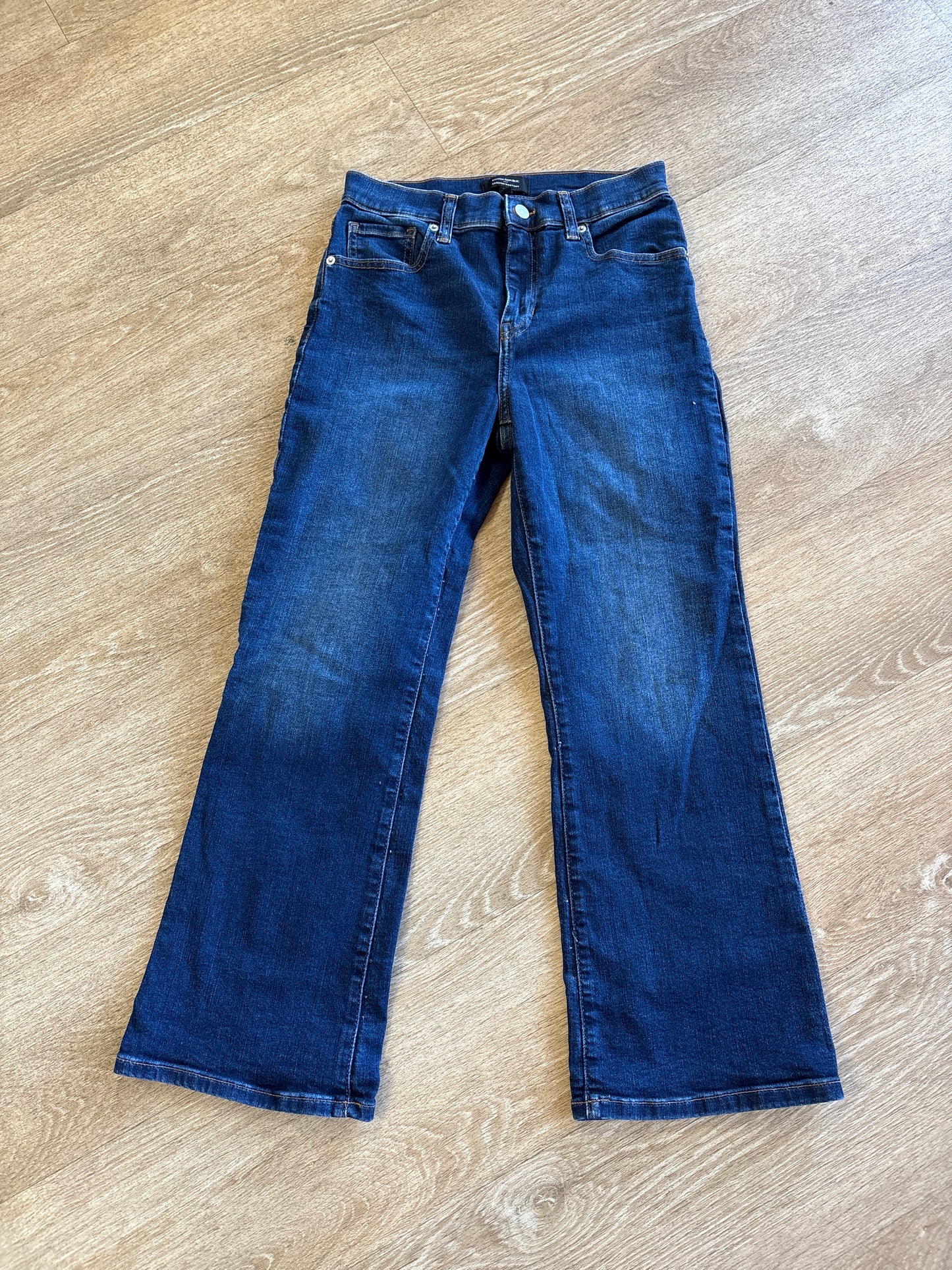 Womens 4/27 Banana Republic Cropped Bootcut Dark Wash Denim