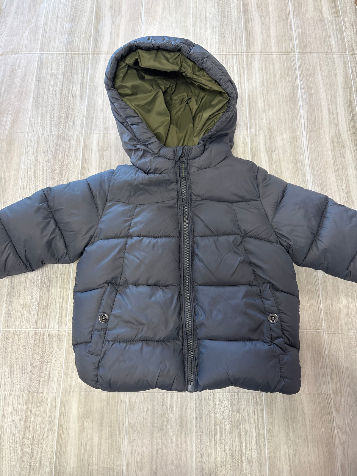9/12m Zara Charcoal Grey Puffer Jacket
