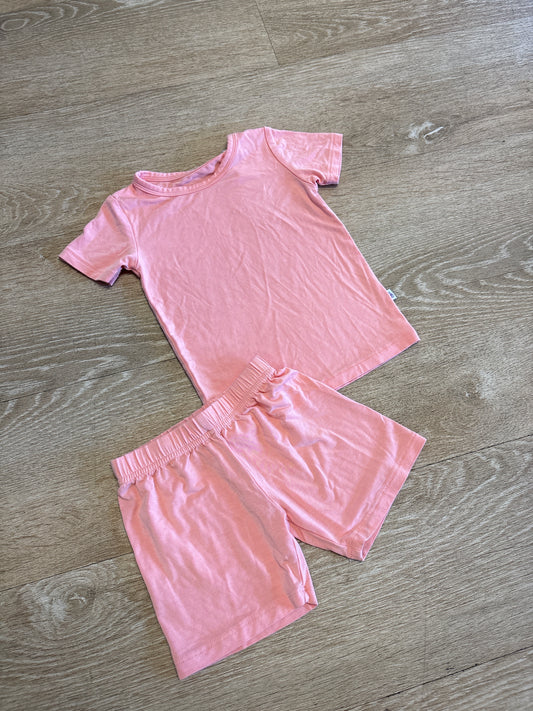12-18m Salmon Top + Shorts Pajama Set