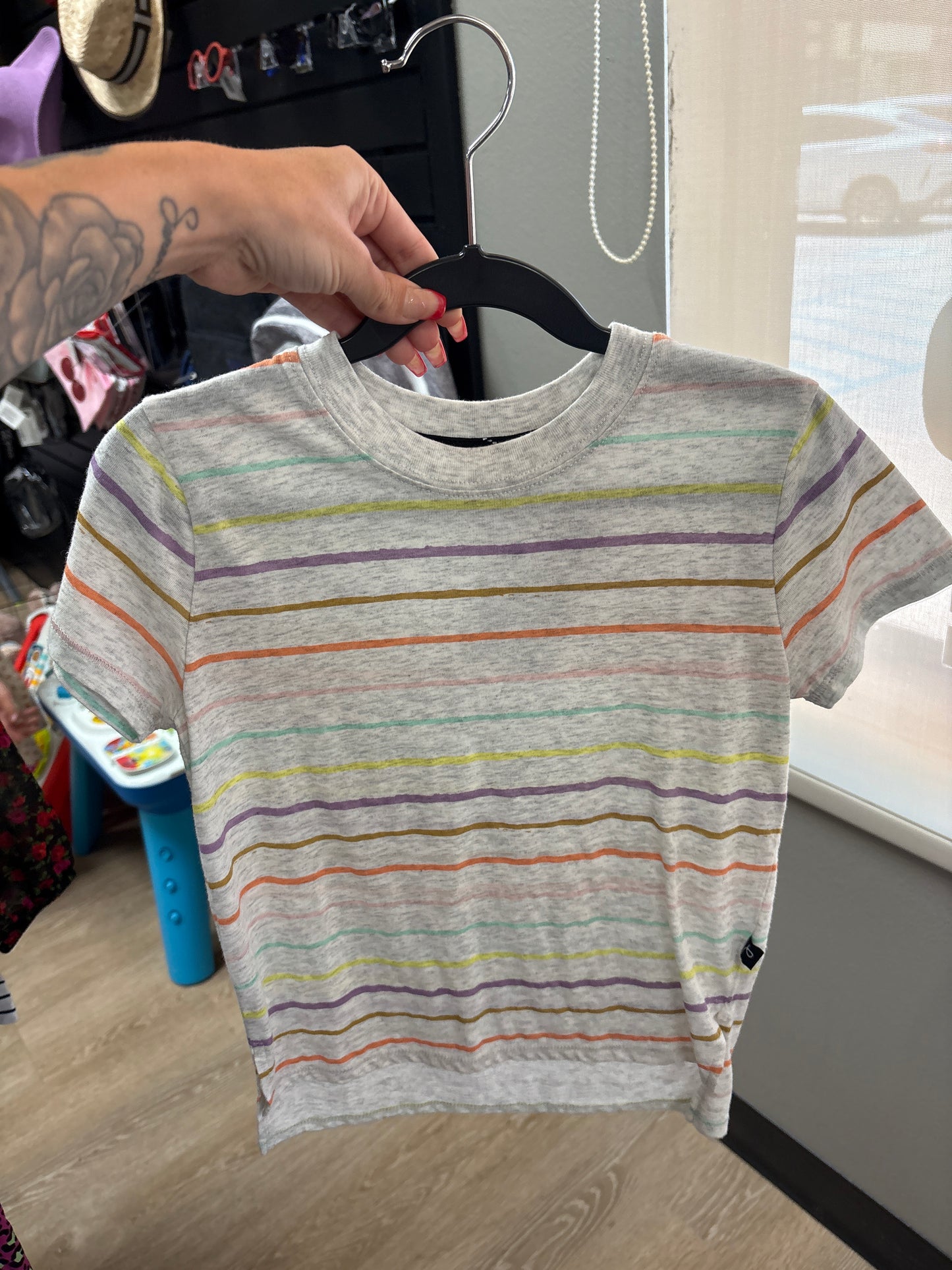 4/5T Grey Multi Striped Tee
