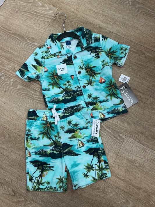 NWT 2T Island Terry 2 Piece Shortie Set