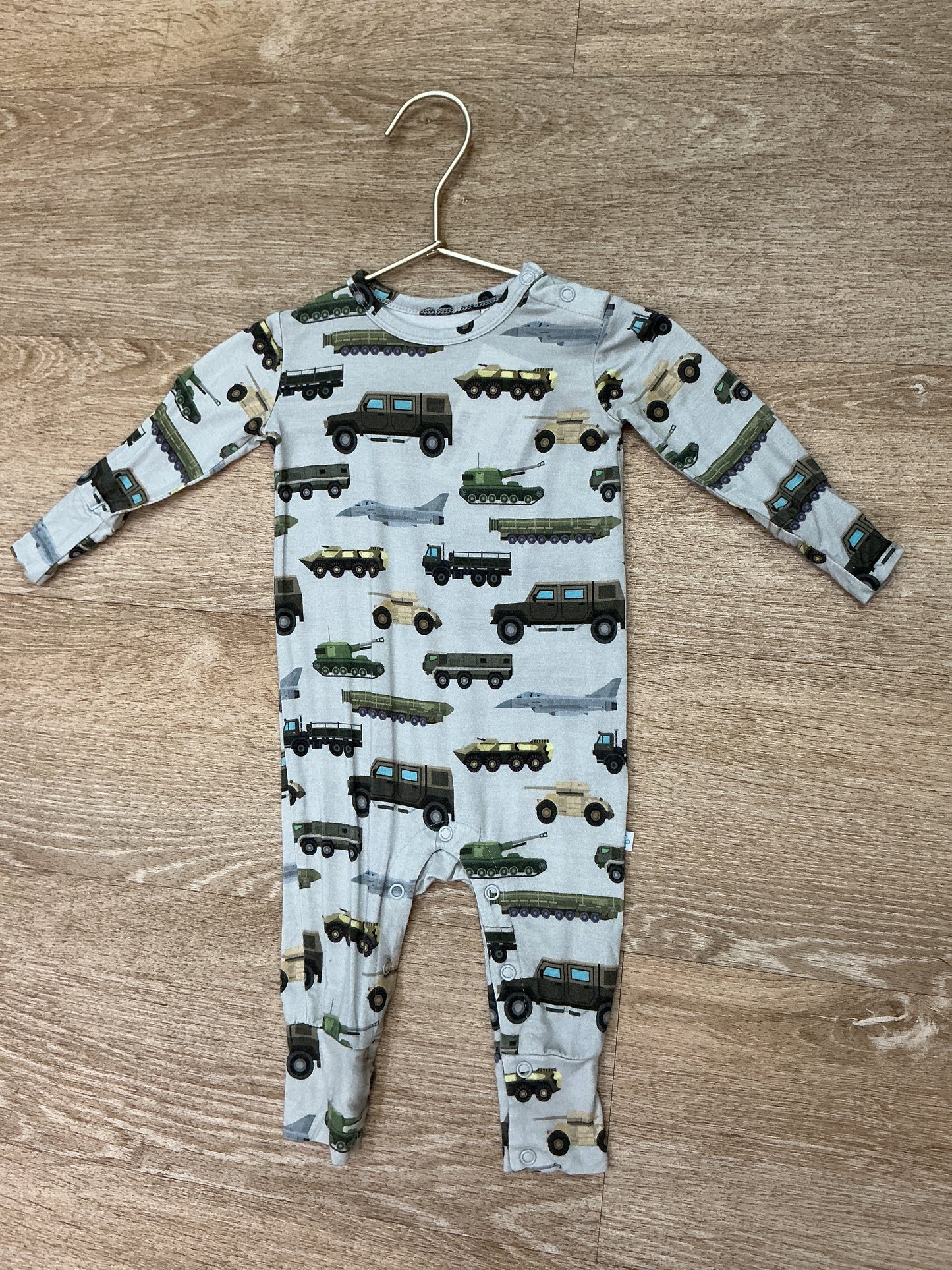 3-6m Posh Peanut Military Vehicle Romper
