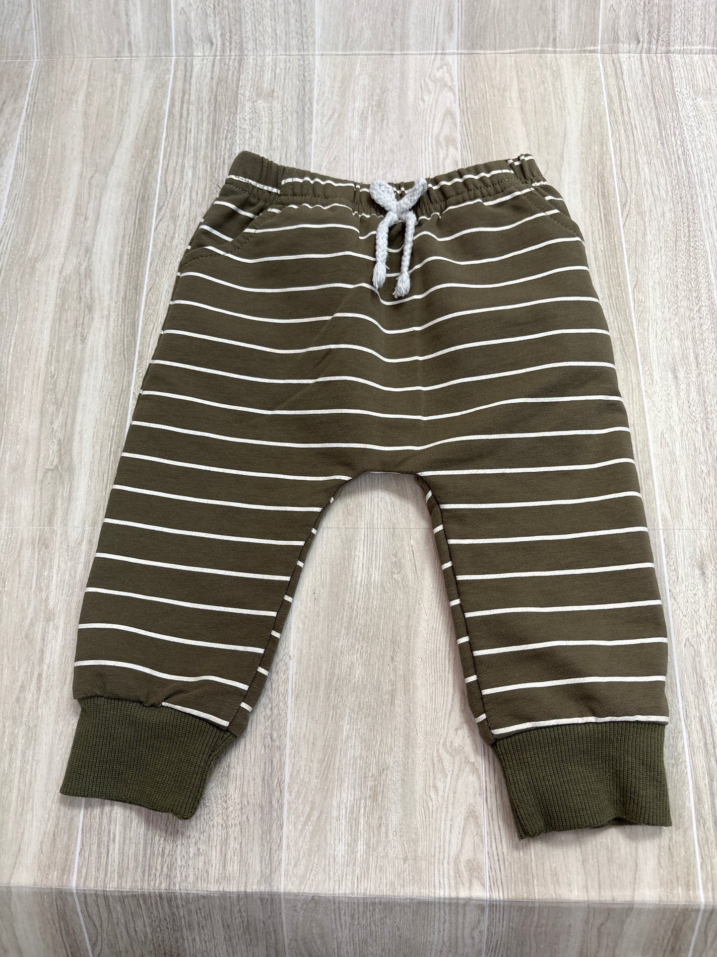 6-9m Olive/White Stripe Jogger