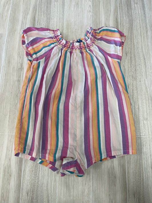 12-18m Pink Multi Color Stripes Shortie Romper