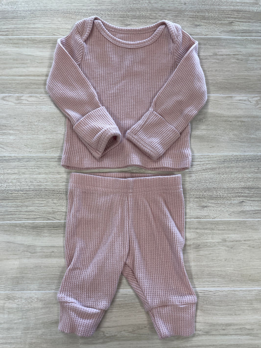 Newborn Light Pink Waffle Knit 2 Piece Set