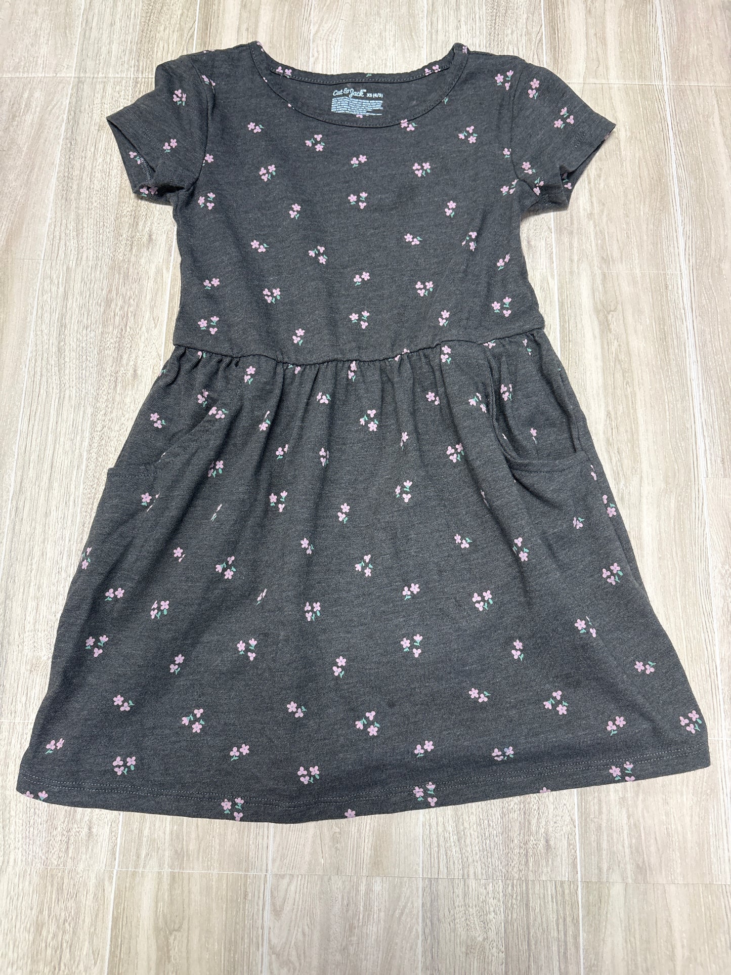 4/5 Grey Floral Pocket Dress - Blemish
