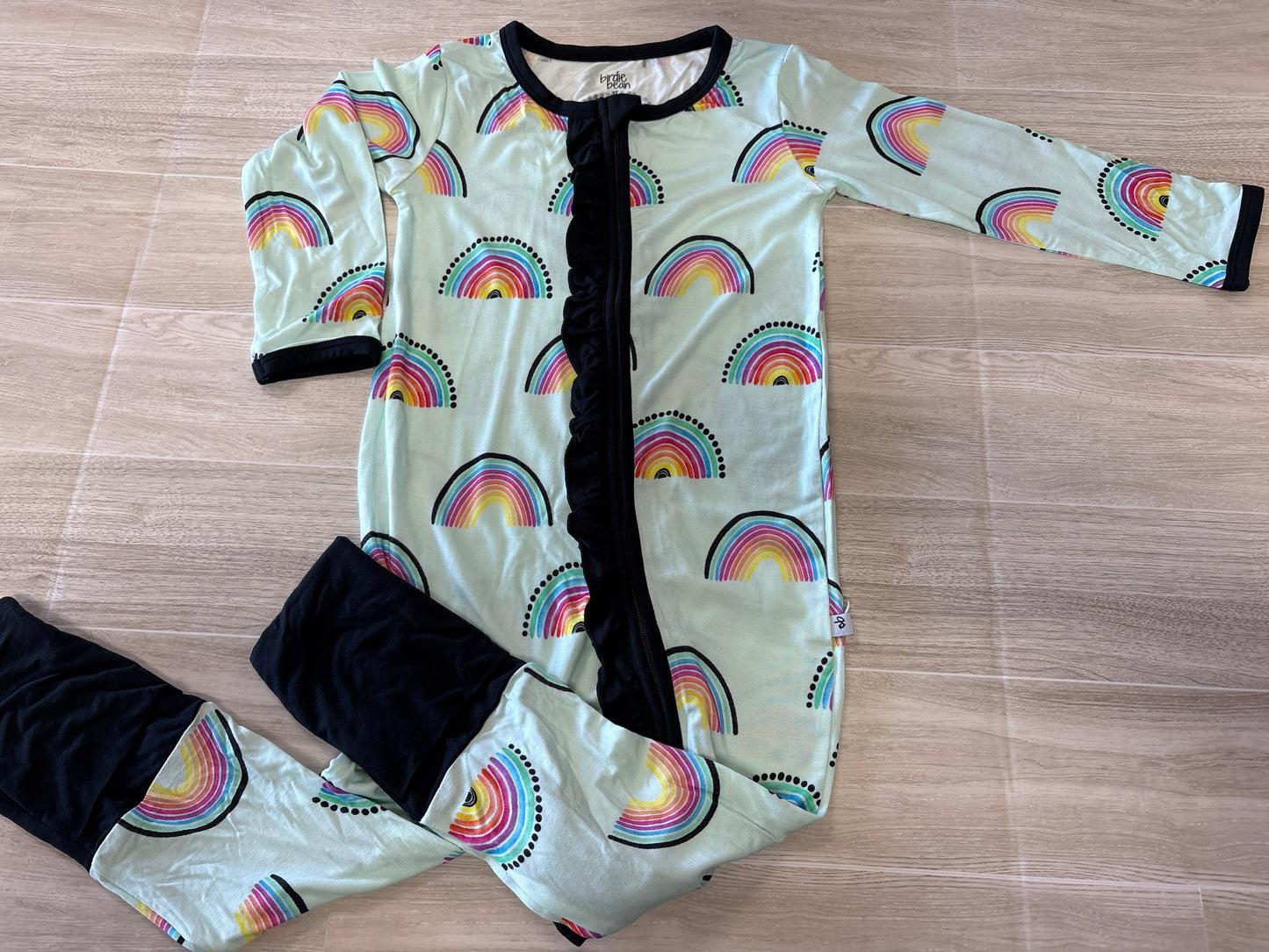 NWT 3T Birdie Bean Mint Rainbows Long Sleeve Pajama