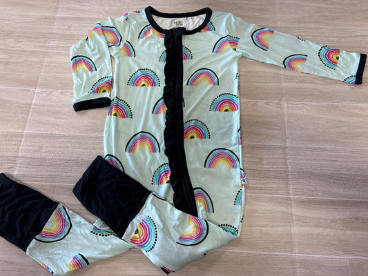 NWT 3T Birdie Bean Mint Rainbows Long Sleeve Pajama