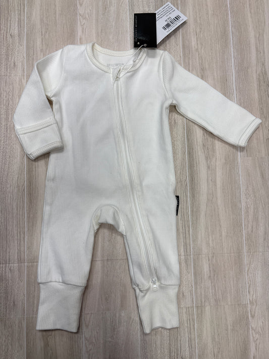 NWT 0-3m Little Bipsy Off White Ribbed Pajama Romper