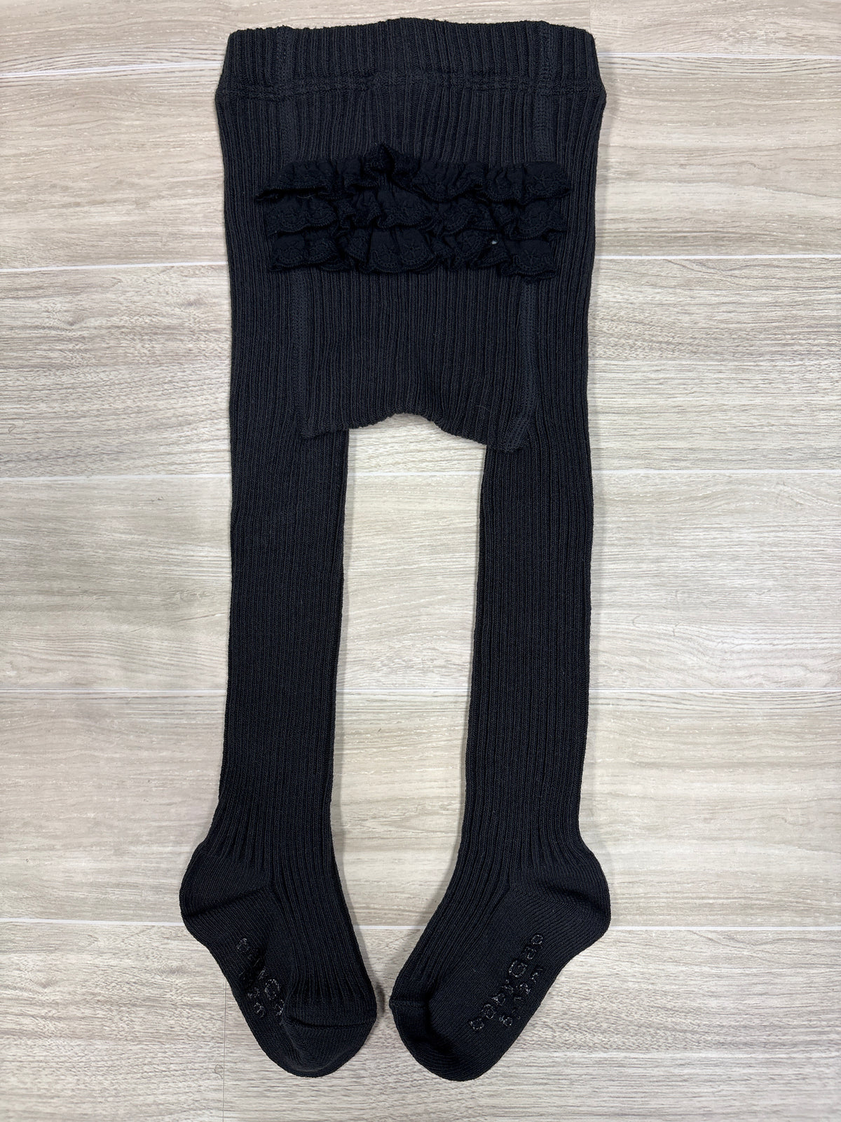 6-12m Gap Black Ruffle Butt Footed Tights