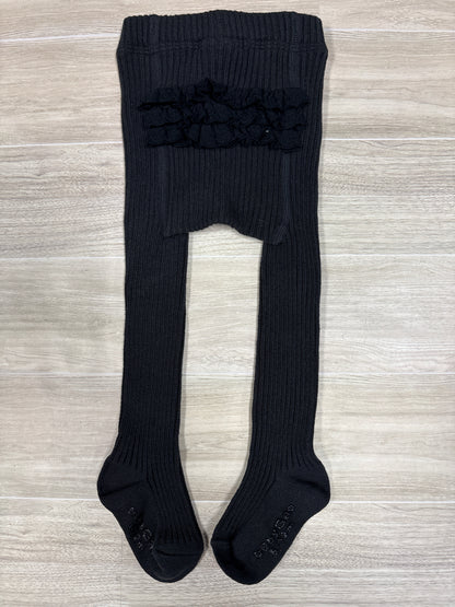6-12m Gap Black Ruffle Butt Footed Tights