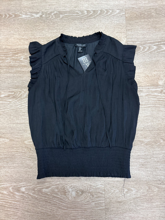 Womens Medium Black Silk Cinched Top
