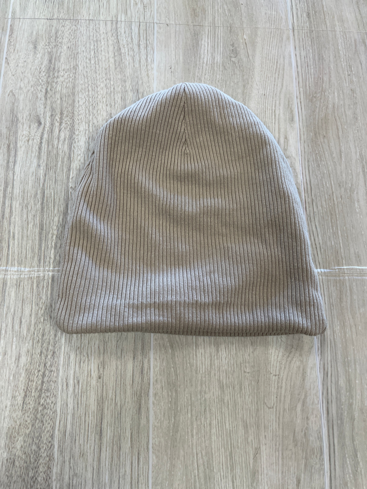 Infant Tan Ribbed Beanie